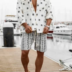 Men's Graphic Geometric Pattern Shorts Summer Shorts Beach Shorts Mid Waist Streetwear Hawaiian Designer Casual Daily Holiday Elastic Waist 3D Print Drawstring Designer Clothing Apparel