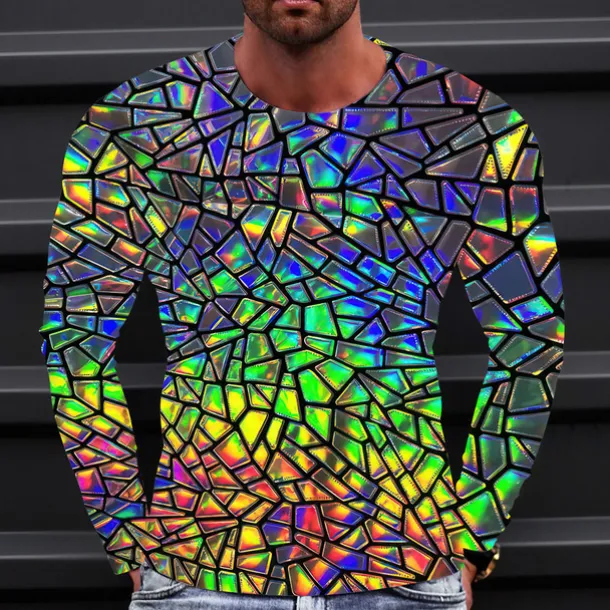 Men's Graphic Gradient Metallic Shirt T Shirt Long Sleeve T shirt 3D Print Crew Neck Shirt Vintage Fashion Designer Outdoor Daily Sports 1 2 3 Spring & Fall Clothing Apparel S M L XL 2XL 3XL 4XL