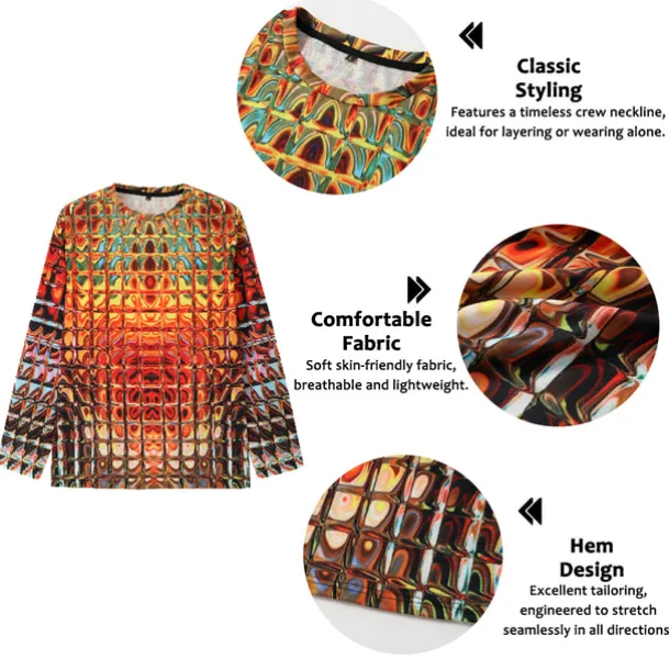Men's Graphic Gradient Metallic Shirt T Shirt Long Sleeve T shirt 3D Print Crew Neck Shirt Vintage Fashion Designer Outdoor Daily Sports 1 2 3 Spring & Fall Clothing Apparel S M L XL 2XL 3XL 4XL