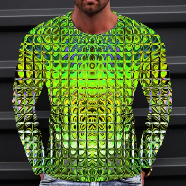Men's Graphic Gradient Metallic Shirt T Shirt Long Sleeve T shirt 3D Print Crew Neck Shirt Vintage Fashion Designer Outdoor Daily Sports 1 2 3 Spring & Fall Clothing Apparel S M L XL 2XL 3XL 4XL