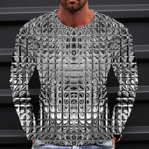 Men's Graphic Gradient Metallic Shirt T Shirt Long Sleeve T shirt 3D Print Crew Neck Shirt Vintage Fashion Designer Outdoor Daily Sports 1 2 3 Spring & Fall Clothing Apparel S M L XL 2XL 3XL 4XL