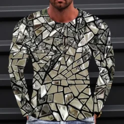 Men's Graphic Gradient Metallic Shirt T Shirt Long Sleeve T shirt 3D Print Crew Neck Shirt Vintage Fashion Designer Outdoor Daily Sports 1 2 3 Spring & Fall Clothing Apparel S M L XL 2XL 3XL 4XL