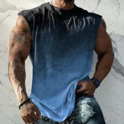 Men's Graphic Gradient Vest Top Sleeveless T Shirt for Men Double Color T Shirt Sleeveless Cap Sleeve T shirt 3D Print Crew Neck Shirt Fashion Designer Muscle Daily Sports Gym Yellow Blue Purple