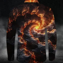 Men's Graphic Halloween Costumes Button Up Shirt Long Sleeve Casual Party Evening Wear Daily Fall Winter Spring & Summer Shirt Collar Button Up 3D Print Yellow