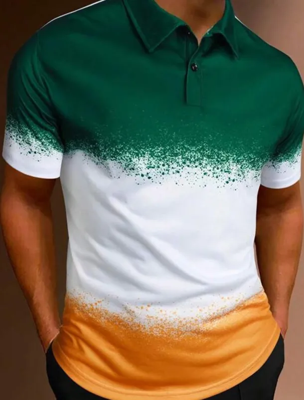 Men's Graphic Hawaiian Polo Shirts Golf Shirt Short Sleeve Polo Shirts Collared Shirts Casual Beach Wear Vacation Wear Tropical Wear Party Outfits Buttons 3D Print Yellow Pink Red