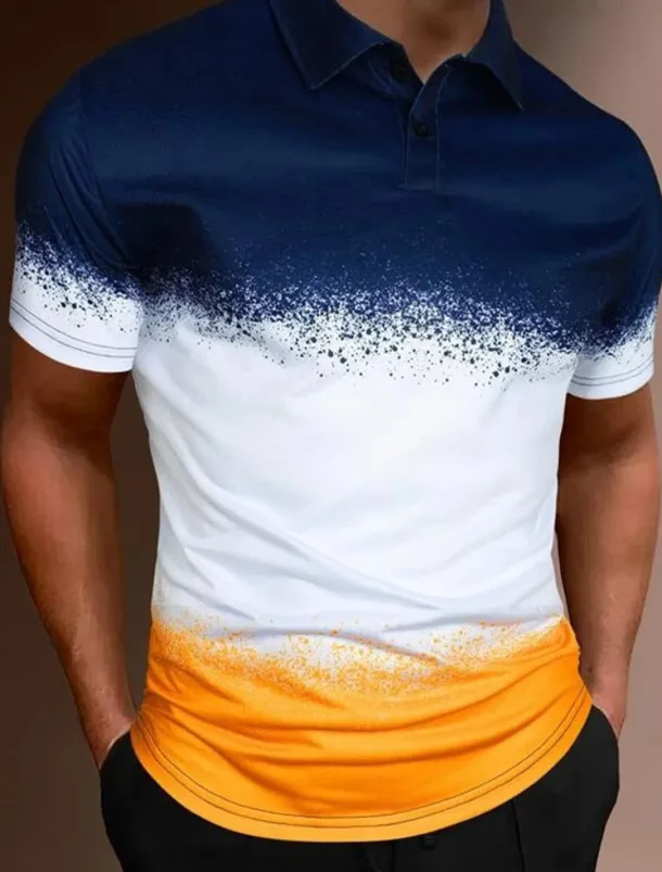 Men's Graphic Hawaiian Polo Shirts Golf Shirt Short Sleeve Polo Shirts Collared Shirts Casual Beach Wear Vacation Wear Tropical Wear Party Outfits Buttons 3D Print Yellow Pink Red