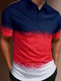 Men's Graphic Hawaiian Polo Shirts Golf Shirt Short Sleeve Polo Shirts Collared Shirts Casual Beach Wear Vacation Wear Tropical Wear Party Outfits Buttons 3D Print Yellow Pink Red