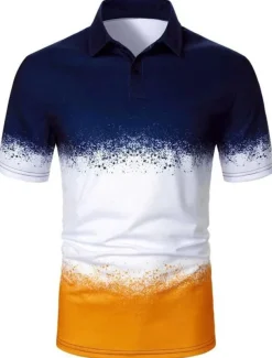 Men's Graphic Hawaiian Polo Shirts Golf Shirt Short Sleeve Polo Shirts Collared Shirts Casual Beach Wear Vacation Wear Tropical Wear Party Outfits Buttons 3D Print Yellow Pink Red