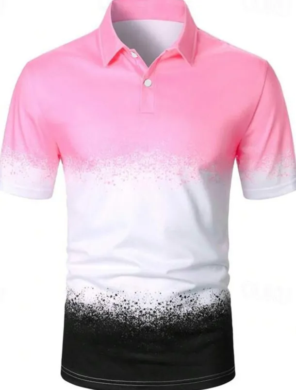 Men's Graphic Hawaiian Polo Shirts Golf Shirt Short Sleeve Polo Shirts Collared Shirts Casual Beach Wear Vacation Wear Tropical Wear Party Outfits Buttons 3D Print Yellow Pink Red