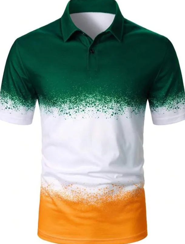 Men's Graphic Hawaiian Polo Shirts Golf Shirt Short Sleeve Polo Shirts Collared Shirts Casual Beach Wear Vacation Wear Tropical Wear Party Outfits Buttons 3D Print Yellow Pink Red