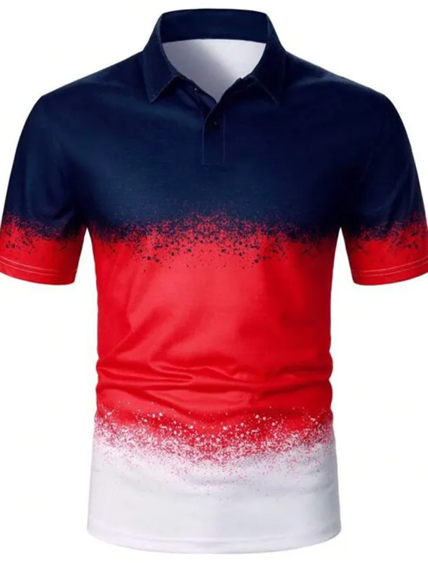 Men's Graphic Hawaiian Polo Shirts Golf Shirt Short Sleeve Polo Shirts Collared Shirts Casual Beach Wear Vacation Wear Tropical Wear Party Outfits Buttons 3D Print Yellow Pink Red