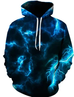 Men's Graphic Hoodie Hoodies Sweatshirt Party Casual Long Sleeve Hooded Club Weekend Navy Blue Designer