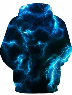 Men's Graphic Hoodie Hoodies Sweatshirt Party Casual Long Sleeve Hooded Club Weekend Navy Blue Designer