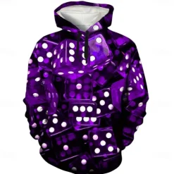 Men's Graphic Hoodie Hoodies Sweatshirt Cool Long Sleeve Hooded Green / Red Dark Purple / Light Purple Fall Winter Designer