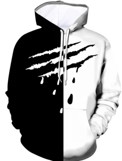 Men's Graphic Hoodie Hoodies Sweatshirt Casual Long Sleeve Hooded Daily Going out Black Red Designer