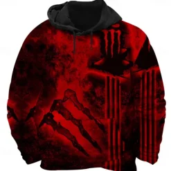 Men's Graphic Hoodie Hoodies Sweatshirt Cool Long Sleeve Hooded Red Purple Fall Winter Designer