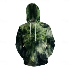 Men's Graphic Hoodie Hoodies Sweatshirt Vacation Daily Long Sleeve Hooded Vacation Sports Outdoor Going out Green Printing Winter Spring & Fall Designer