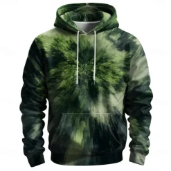Men's Graphic Hoodie Hoodies Sweatshirt Vacation Daily Long Sleeve Hooded Vacation Sports Outdoor Going out Green Printing Winter Spring & Fall Designer