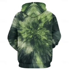 Men's Graphic Hoodie Hoodies Sweatshirt Vacation Daily Long Sleeve Hooded Vacation Sports Outdoor Going out Green Printing Winter Spring & Fall Designer