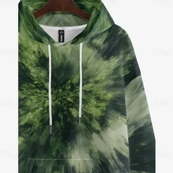 Men's Graphic Hoodie Hoodies Sweatshirt Vacation Daily Long Sleeve Hooded Vacation Sports Outdoor Going out Green Printing Winter Spring & Fall Designer