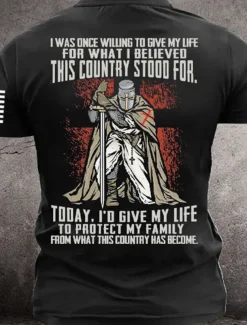 Men's Graphic Knights Templar T shirt Tee Short Sleeve T shirt 3D Print Crew Neck Shirt Vintage Fashion Designer Outdoor Casual Daily Black Navy Blue Khaki Spring & Summer Clothing Apparel S M L XL