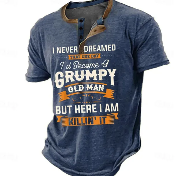 Men's Graphic Letter Henley Shirt Tee Short Sleeve 3D Print Vintage Fashion Designer Outdoor Casual Daily Summer Blue 3# Blue 2# Blue 1# Navy Blue Royal Blue Henley Henley T-Shirt