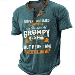 Men's Graphic Letter Henley Shirt Tee Short Sleeve 3D Print Vintage Fashion Designer Outdoor Casual Daily Summer Blue 3# Blue 2# Blue 1# Navy Blue Royal Blue Henley Henley T-Shirt