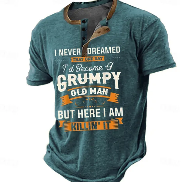 Men's Graphic Letter Henley Shirt Tee Short Sleeve 3D Print Vintage Fashion Designer Outdoor Casual Daily Summer Blue 3# Blue 2# Blue 1# Navy Blue Royal Blue Henley Henley T-Shirt