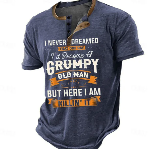 Men's Graphic Letter Henley Shirt Tee Short Sleeve 3D Print Vintage Fashion Designer Outdoor Casual Daily Summer Blue 3# Blue 2# Blue 1# Navy Blue Royal Blue Henley Henley T-Shirt