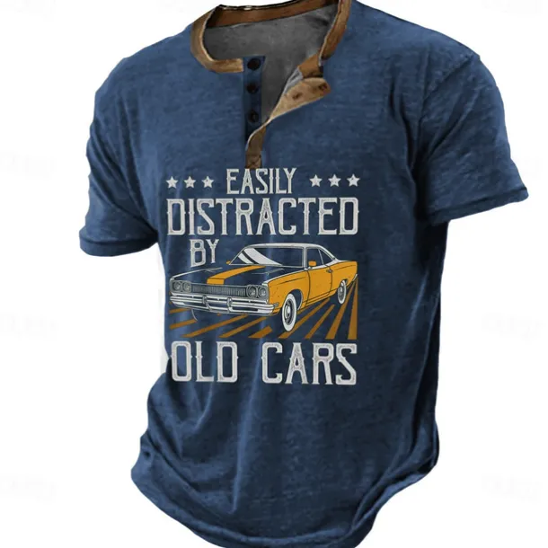 Men's Graphic Letter Henley Shirt Tee Short Sleeve 3D Print Vintage Fashion Designer Outdoor Casual Daily Summer Blue 3# Blue 2# Blue 1# Navy Blue Royal Blue Henley Henley T-Shirt