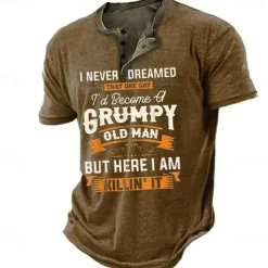 Men's Graphic Letter Henley Shirt Tee Short Sleeve 3D Print Vintage Fashion Designer Outdoor Casual Daily Summer Blue 3# Blue 2# Blue 1# Navy Blue Royal Blue Henley Henley T-Shirt