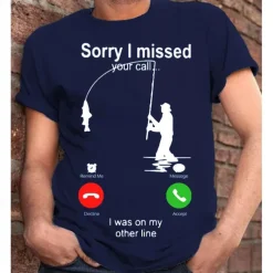 Men's Graphic Letter I'm Sorry I Missed Your Call, I Was On My Other Line T Shirt Casual Style 100% Cotton Short Sleeve Graphic Shirt Wine Heather Gray Black Comfortable Tee Vacation Casual Fashion