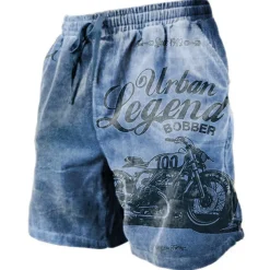 Men's Graphic Letter Motorcycle Shorts Summer Shorts Beach Shorts Mid Waist Streetwear Hawaiian Designer Casual Daily Holiday Drawstring Elastic Waist 3D Print Designer Clothing Apparel