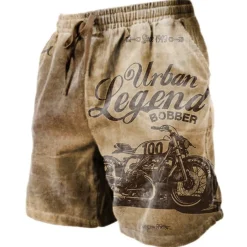 Men's Graphic Letter Motorcycle Shorts Summer Shorts Beach Shorts Mid Waist Streetwear Hawaiian Designer Casual Daily Holiday Drawstring Elastic Waist 3D Print Designer Clothing Apparel