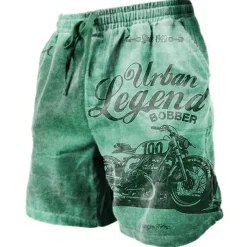 Men's Graphic Letter Motorcycle Shorts Summer Shorts Beach Shorts Mid Waist Streetwear Hawaiian Designer Casual Daily Holiday Drawstring Elastic Waist 3D Print Designer Clothing Apparel