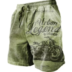Men's Graphic Letter Motorcycle Shorts Summer Shorts Beach Shorts Mid Waist Streetwear Hawaiian Designer Casual Daily Holiday Drawstring Elastic Waist 3D Print Designer Clothing Apparel