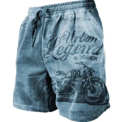 Men's Graphic Letter Motorcycle Shorts Summer Shorts Beach Shorts Mid Waist Streetwear Hawaiian Designer Casual Daily Holiday Drawstring Elastic Waist 3D Print Designer Clothing Apparel