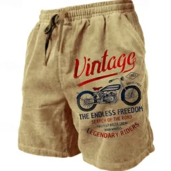 Men's Graphic Letter Motorcycle Shorts Summer Shorts Beach Shorts Mid Waist Streetwear Hawaiian Designer Casual Daily Holiday Drawstring Elastic Waist 3D Print Designer Clothing Apparel