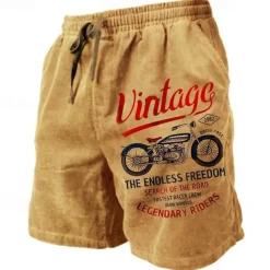 Men's Graphic Letter Motorcycle Shorts Summer Shorts Beach Shorts Mid Waist Streetwear Hawaiian Designer Casual Daily Holiday Drawstring Elastic Waist 3D Print Designer Clothing Apparel