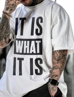 Men's Graphic Letter T Shirt Tee 100% Cotton Short Sleeve Graphic Shirt Black White Gray Comfortable Tee Vacation Daily Wear Fashion Designer Clothing