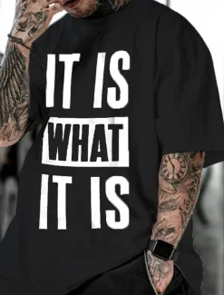 Men's Graphic Letter T Shirt Tee 100% Cotton Short Sleeve Graphic Shirt Black White Gray Comfortable Tee Vacation Daily Wear Fashion Designer Clothing