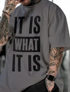 Men's Graphic Letter T Shirt Tee 100% Cotton Short Sleeve Graphic Shirt Black White Gray Comfortable Tee Vacation Daily Wear Fashion Designer Clothing