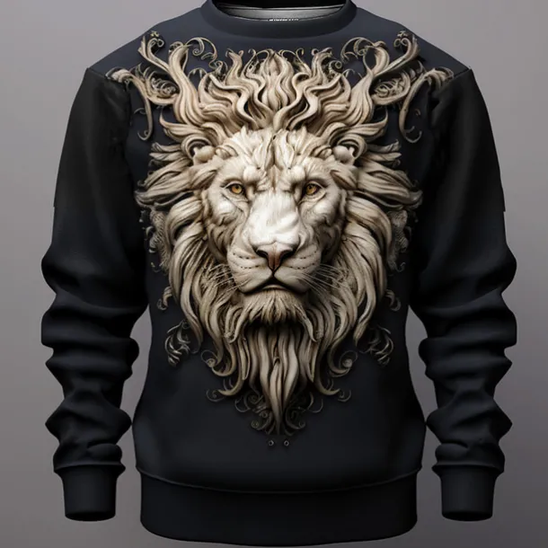 Men's Graphic Lion Sweatshirts Golf Pullover Sweatshirt Long Sleeve Sweatshirt Crew Neck Fashion Daily Casual 3D Print Vacation Holiday Going out Print Spring & Fall