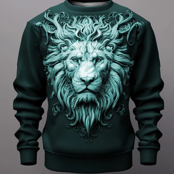 Men's Graphic Lion Sweatshirts Golf Pullover Sweatshirt Long Sleeve Sweatshirt Crew Neck Fashion Daily Casual 3D Print Vacation Holiday Going out Print Spring & Fall
