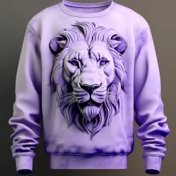 Men's Graphic Lion Sweatshirts Golf Pullover Sweatshirt Long Sleeve Sweatshirt Crew Neck Fashion Daily Casual 3D Print Vacation Holiday Going out Print Spring & Fall