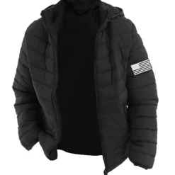 Men's Graphic National Flag Coat Parka Casual Daily Holiday Going out Print Fall & Winter Hooded Long Sleeve Black Army Green Dark Blue