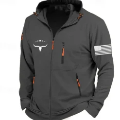 Men's Graphic National Flag Long Sleeve Sweatshirts Hooded Streetwear Designer Sports & Outdoor Casual Spring & Fall Navy Blue Dark Gray Gray Clothing Apparel Designer S M L XL XXL 3XL