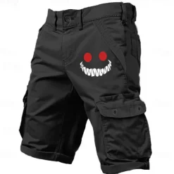 Men's Graphic Novelty Smile Face Cargo Shorts Work Shorts Mid Waist Classic Casual Outdoor Camping & Hiking Multiple Pockets Designer Clothing Apparel