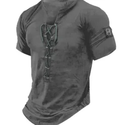 Men's Graphic Number Tee Short Sleeve T shirt 3D Print Shirt Vintage Fashion Stylish Daily Sports Going out Black White Brown Summer Clothing Apparel S M L XL 2XL 3XL