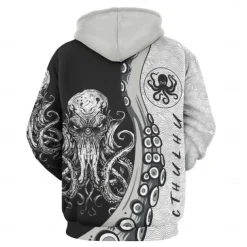 Men's Graphic Octopus Hoodie Hoodies Sweatshirt Fashion Daily Long Sleeve Hooded Vacation Streetwear Black Grey Printing Fleece Winter Spring & Fall Designer